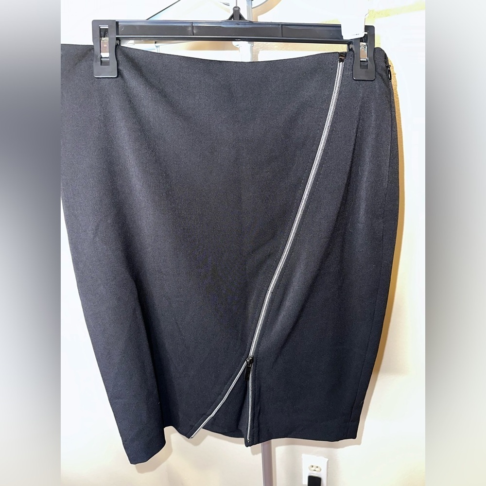 The Limited Black Pencil Skirt with Silver Asymmetrical Zipper